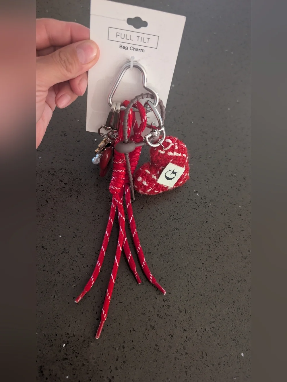 FULL TILT Red Heart & Bow Bag Charm